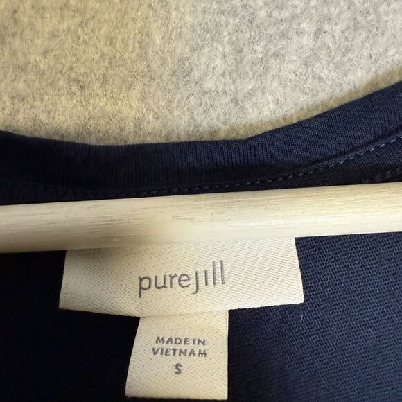 Pure Jill Women's Size Small Navy Blue A Line Tunic Dress Watercolor Bottom - Picture 5 of 12